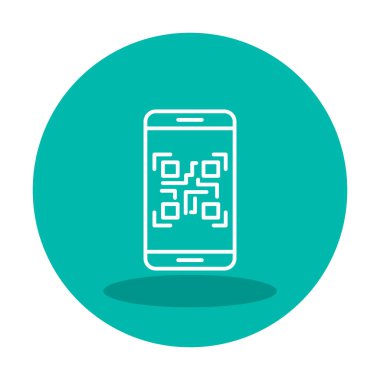 Akıllı Telefon Ekran Web simgesi Qr Kodu, vektör illüstrasyonu 