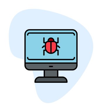 yazılım hatası düz simgesi, vektör illüstrasyonu, Sistem Virüsü 