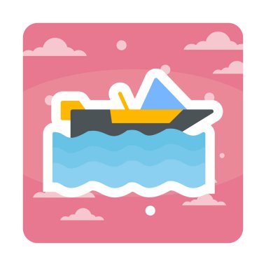 Basit Motorboat simgesi, vektör illüstrasyonu