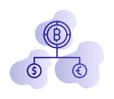 Para birimi yapısını bitcoin, dolar ve avro sembolleriyle böl 