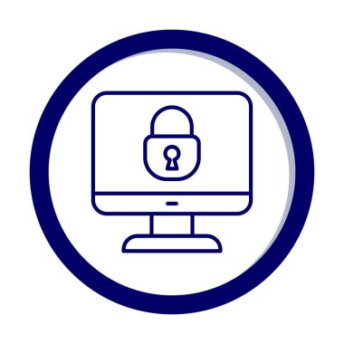 Basit Bilgisayar monitörü Ekran simgesi, vektör illüstrasyonunu kilitle