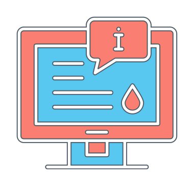 Bilgi vektörü illüstrasyonlu bilgisayar ekranı, simge ögesi biçimi