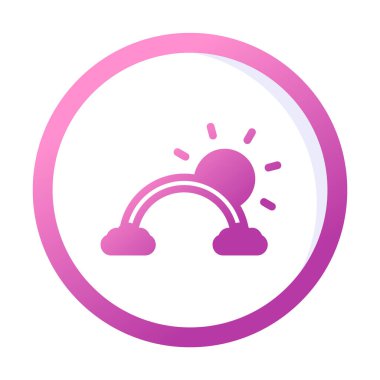 Bulutlu gökkuşağı ve güneş vektörü çizimi