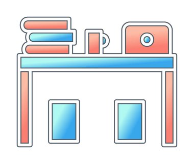 ofis masası simgesi, basit vektör illüstrasyonu