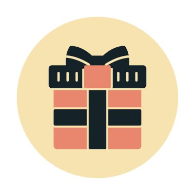 Hediye ikonlu kutu. Düz stil. Vektör çizimi. beyaz arkaplanda izole.