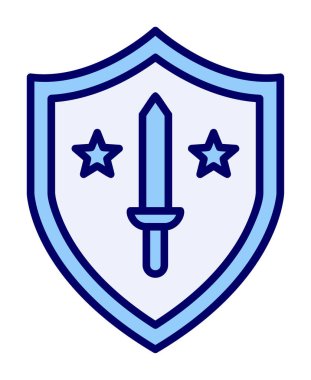 Kılıç vektör ağ simgesine sahip Askeri Kalkan, vektör illüstrasyonu 