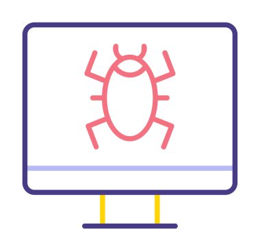 Basit Bilgisayar Virüsü simgesi, vektör illüstrasyonu