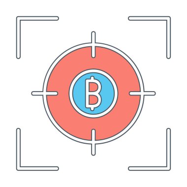 Bitcoin ve hedef. Web simgesi illüstrasyonu