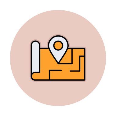 Konum iğnesi, vektör illüstrasyonlu harita simgesi