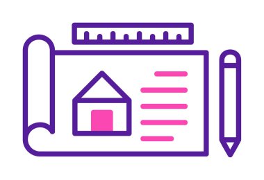 Basit Mimari Planı simgesi, vektör illüstrasyonu