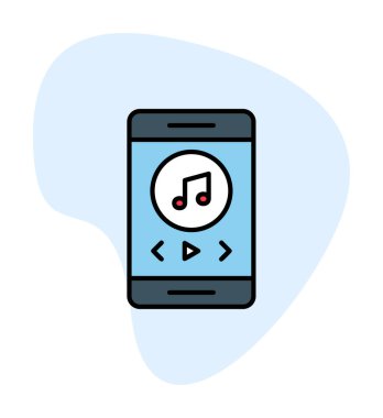 Müzik notası ikon vektör illüstrasyon tasarımı ile akıllı telefon müzik çalıcı                               
