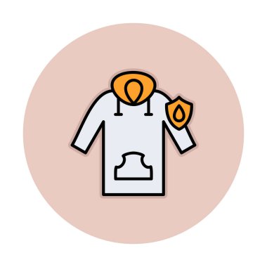 Su geçirmez kapüşonlu simge, vektör illüstrasyonu 