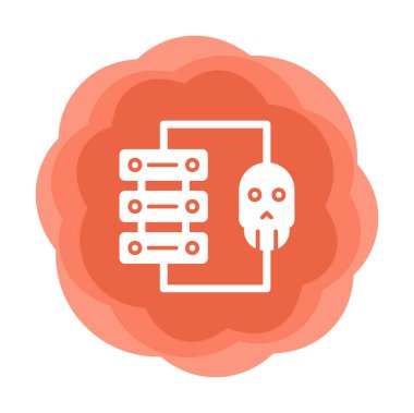 veri merkezi ve Hacking vektör çizgisi simgesi, arkaplanda resimleme imzası