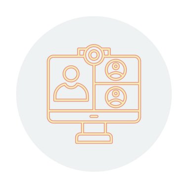 Basit çevrimiçi toplantı simgesi, vektör illüstrasyonu