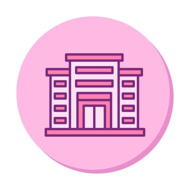 Alışveriş merkezi simgesi. Alışveriş merkezi oluşturma simgesi, vektör illüstrasyonu 