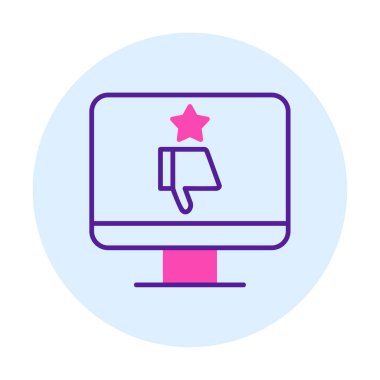 Kötü İnceleme simgesi, vektör illüstrasyonlu basit ekran