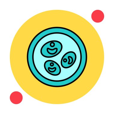 Bakteri petri kabı ve bakteri vektör simgesi 