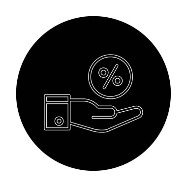 Basit el tutma oranı simgesi, indirim konsepti, vektör illüstrasyonu