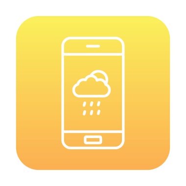 Akıllı telefon web simgesi üzerindeki hava durumu uygulaması, vektör illüstrasyonu 