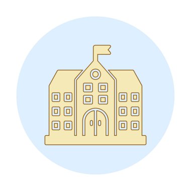 Üniversite binası ikonu. Düz renk tasarımı. vektör illüstrasyonu.                           