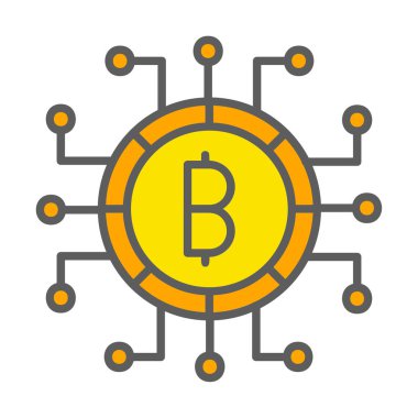 Bitcoin işareti, vektör illüstrasyonlu dijital para simgesi 