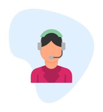 Kulaklık takan kişinin vektör çizimi, Müşteri Hizmetleri Ajansı kavramı