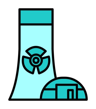 Nükleer enerji santrali ikon vektör illüstrasyon grafik tasarımı                        