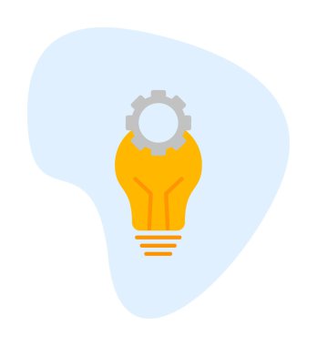 Cogwheel simgesi, vektör illüstrasyonlu ampul 