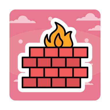 Şömine simgesinin vektör illüstrasyonu 