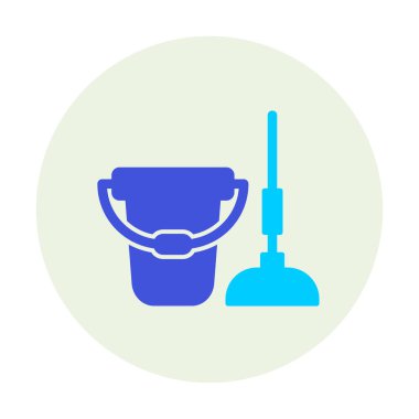 kova ve paspas simgesi, vektör illüstrasyonu  