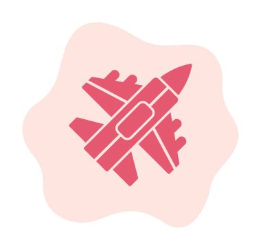 Jet Fighter ikonu. Askeri uçak uçuşu. vektör illüstrasyonu