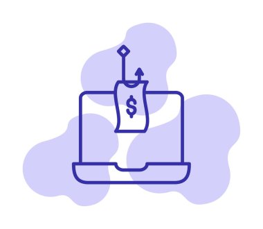 Para ikonu taklidi yapmak. Beyaz üzerinde izole edilmiş çizgi vektör simgesi