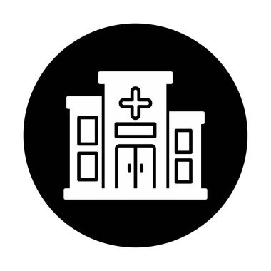 Hastane binası ikon vektör çizimi tasarımı