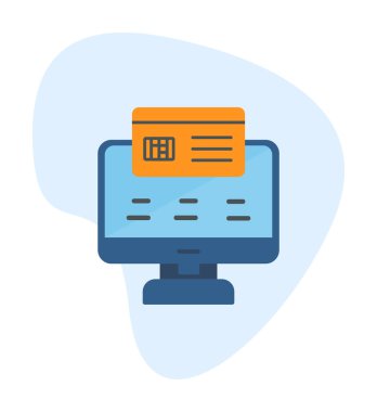 Basit Çevrimiçi Ödeme simgesi, vektör illüstrasyonu