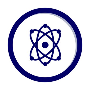 Moda düz biçimli atom simgesi, bilim simgesi vektör illüstrasyonu                     