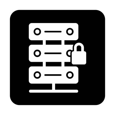 Sunucu vektör simgesini basit illüstrasyonla kilitle
