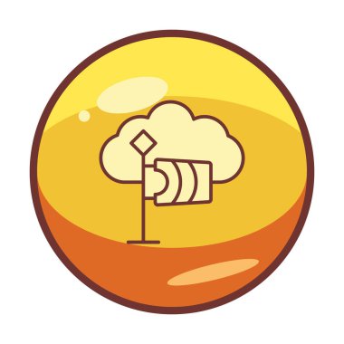 Rüzgar izleme bulutu simgesi, vektör illüstrasyonu