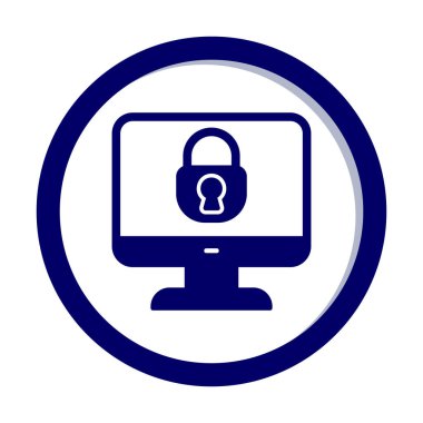 Basit Bilgisayar monitörü Ekran simgesi, vektör illüstrasyonunu kilitle