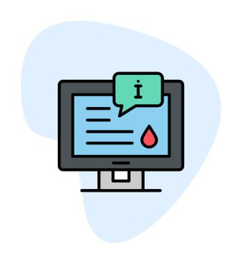 Bilgi vektörü illüstrasyonlu bilgisayar ekranı, simge ögesi biçimi