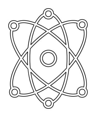 Moda düz biçimli atom simgesi, bilim simgesi vektör illüstrasyonu                     