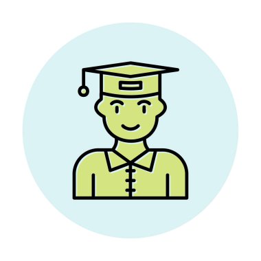 Mezuniyet başlığı simgesi vektör illüstrasyonu öğrencisi