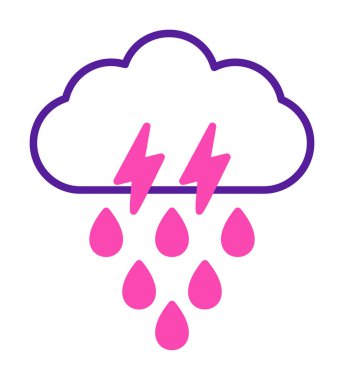 Gök gürültülü yağmurlu bulut sembolü, hava durumu ikonu, vektör illüstrasyonu 