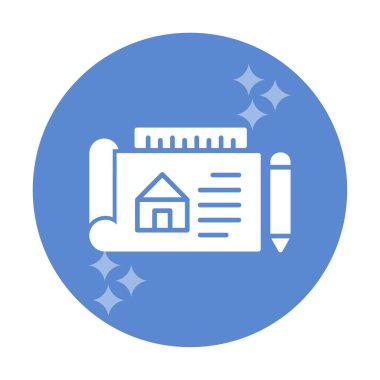 Basit Mimari Planı simgesi, vektör illüstrasyonu