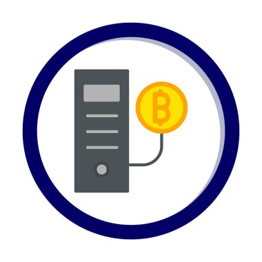 Bitcoin Madeni İşlemcisi (BTC) simgesi, vektör illüstrasyonu 