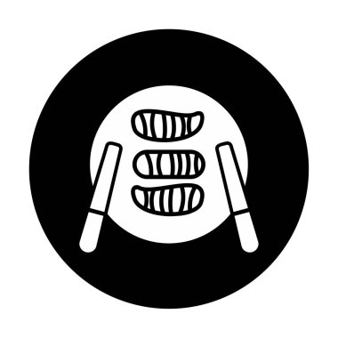 Tabak simgesinde suşi, vektör illüstrasyonu