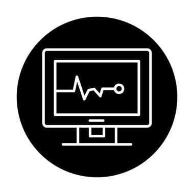 Basit kardiyogram simgesi, vektör illüstrasyonu 