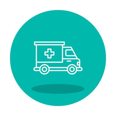 ambulans araba simgesi, renk vektörü çizimi