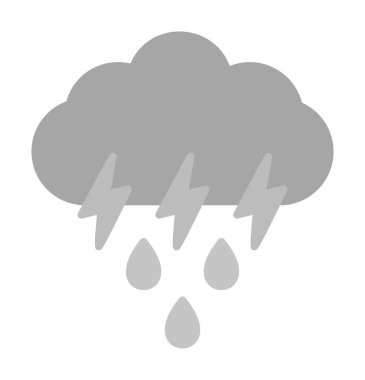 Gök gürültülü yağmurlu bulut sembolü, hava durumu ikonu, vektör illüstrasyonu 