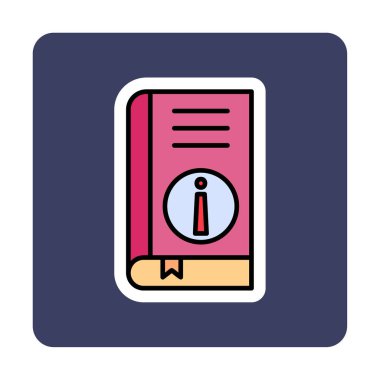 Basit Kitap Bilgileri simgesi, vektör illüstrasyonu