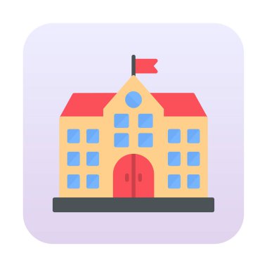 Üniversite binası ikonu. Düz renk tasarımı. vektör illüstrasyonu.                           